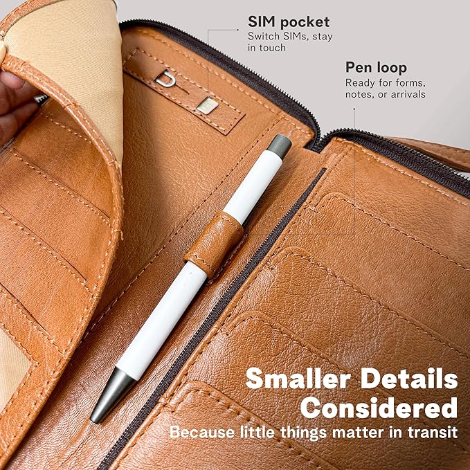 Leather Passport Holder for Travel – Genuine Leather Passport Wallet for Women & Men, Travel Wallet and Document Organizer
