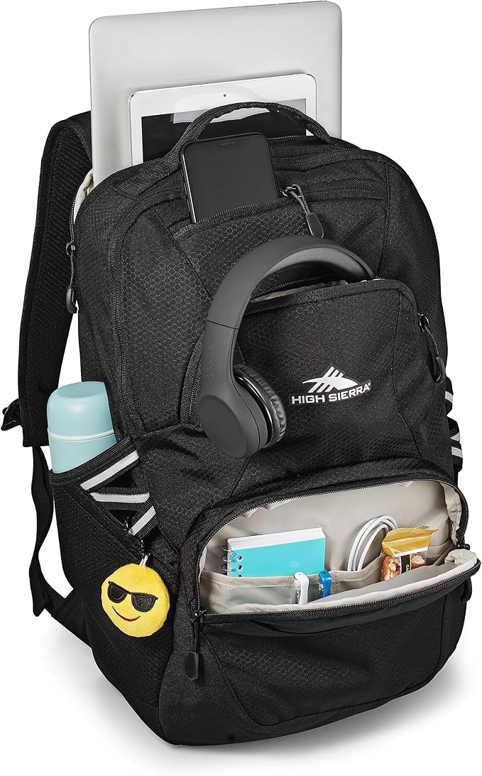 High Sierra Swoop Backpack with Laptop Pocket + Tablet Sleeve, Fits most 17” Laptops, 30L, Black