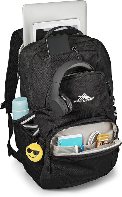 High Sierra Swoop Backpack with Laptop Pocket + Tablet Sleeve, Fits most 17” Laptops, 30L, Black