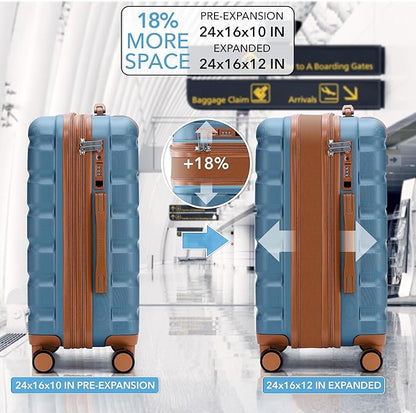 Flight Knight 24x16x10 Expandable Carry On Suitcase Hardside TSA Lock USB C Lightweight Luggage Silent Double Spinner Wheels Maximum Overhead Carry-On Bag For Virgin & South West Approved Airlines
