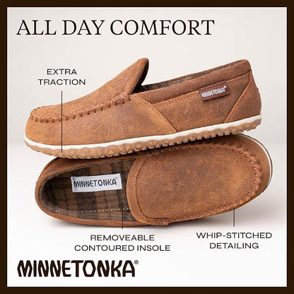 Minnetonka Men's Tilden Moccasin Suede Indoor and Outdoor Slippers