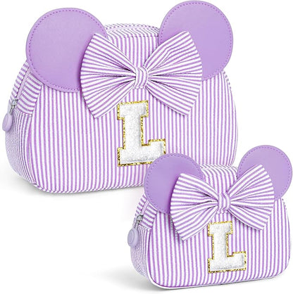 Christmas Gifts for Girls Kids - Birthday Gifts for 3 4 5 6 7 8 9 10 11 12 13 Years Old Girl, Initial Makeup Bags | Travel Cosmetic Bag | Stocking Stuffers for Girls Daughter Sister Purple L