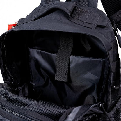25 L Tactical Backpack: durable military-style backpack with MOLLE system for everyday use, travel, gym, hiking, fishing, camping, and outdoor sports. (BLACK 25L)