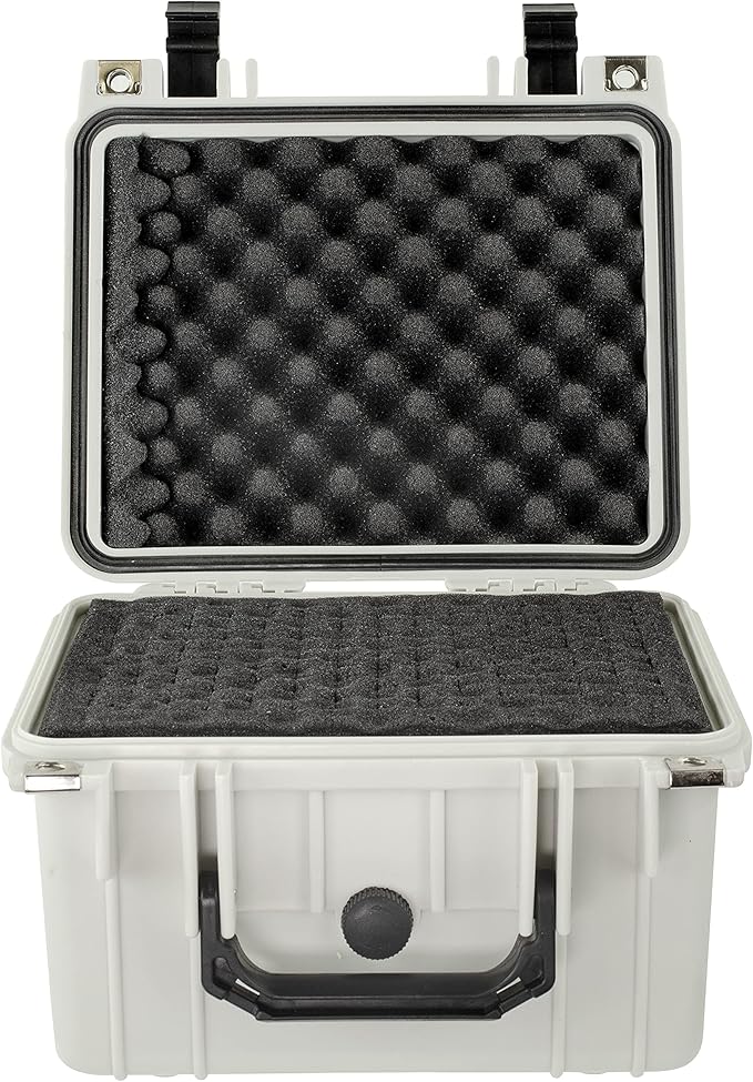 Eylar Small 10.62" Deep Gear, Equipment, Hard Camera Case Waterproof with Foam TSA Standards (White)