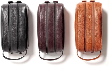 Leatherology Premium Ebony Double Zip Toiletry Bag