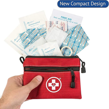 Swiss Safe 2-in-1 First Aid Kit for Car, Travel & Home, Businesses - Bonus Mini Kit for Medical Emergency Aid, Survival, Camping - 64 Piece, 10 Pack