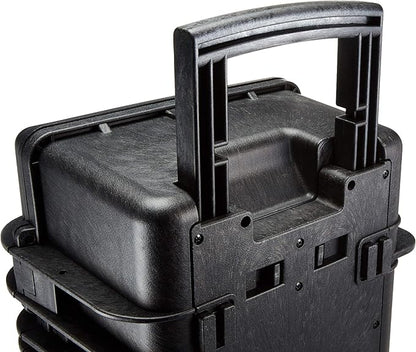 Amazon Basics Hard Camera Case with Wheels, Large, Black, Solid, 22"L x 14"W x 9.8"H