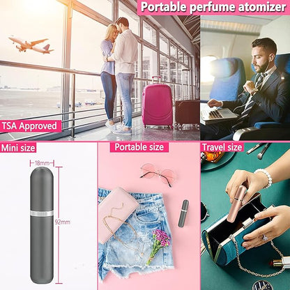 Travel Perfume Atomizer Refillable Bottle - 5ML Leakproof Luxury Travel Perfume Atomizer, Refillable Perfume Spray Bottle for Women (Gray)