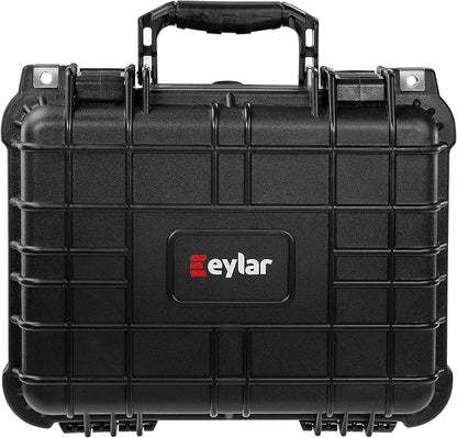 Eylar 13" Protective Hard Camera Case, IP67 Waterproof & Shockproof for Gear, Audio & Video Equipment, Drones, and Tools with Customizable Foam, TSA Approved, 13.37 Inch x 11.62 Inch x 6 Inch (Black)