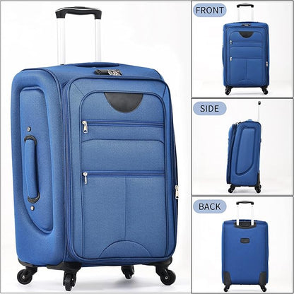 Merax Softside Luggage Set, Travel Suitcase Expandable Lightweight, 3 Piece Luggage Sets with Duffel Bag 22" 26" 30" Suitcase with TSA Lock Spinner Wheels,Navy Blue