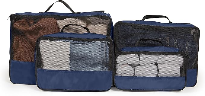 Covermates Packing Cube Set - Premium Polyester - Dual Zipper Pulls - Carrying Handle - Front Mesh Window - Travel Organization, Blue