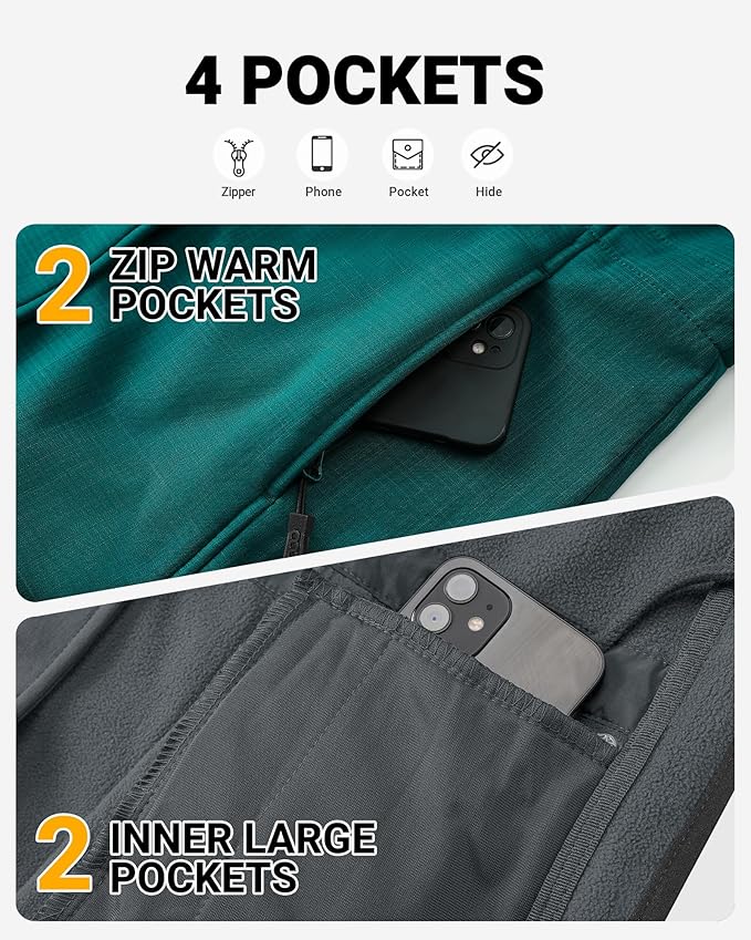 Outdoor Ventures Women's Lightweight Waterproof Fleece Lined Hooded Softshell Rain Jacket, Warm Windbreaker Long Coat
