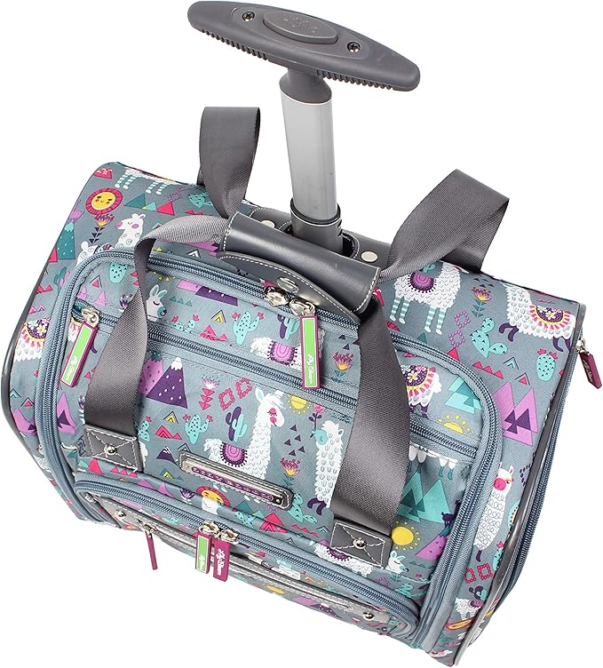 Lily Bloom Designer 15 Inch Carry On - Weekender Overnight Business Travel Luggage - Lightweight 2- Rolling Wheels Suitcase - Under Seat Rolling Bag for Women (One Size, Llama Mama)