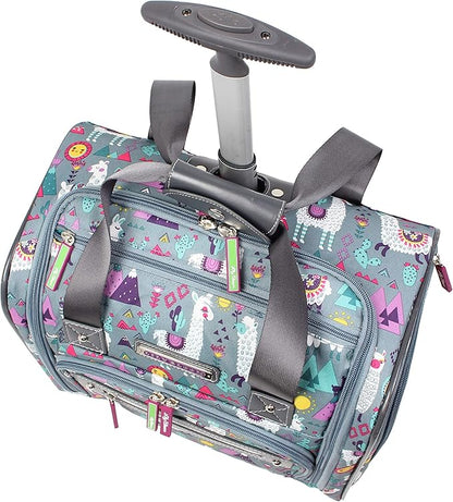 Lily Bloom Designer 15 Inch Carry On - Weekender Overnight Business Travel Luggage - Lightweight 2- Rolling Wheels Suitcase - Under Seat Rolling Bag for Women (One Size, Llama Mama)