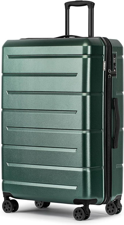 KYME 28 Inch Luggage TSA Approved Hardshell Large Suitcases with Wheels Durable Big Checked Luggage Travel Rolling Suitcases for Women Men Green