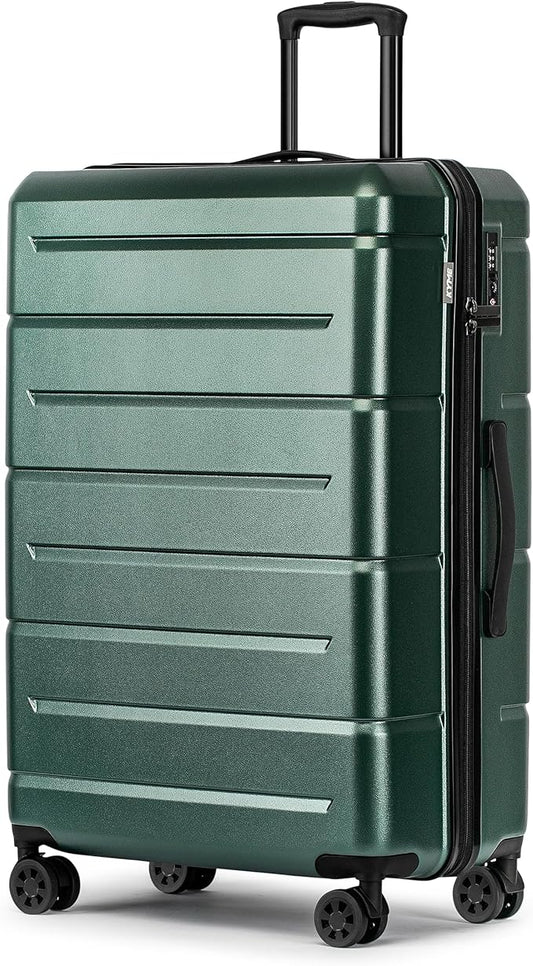 KYME 28 Inch Luggage TSA Approved Hardshell Large Suitcases with Wheels Durable Big Checked Luggage Travel Rolling Suitcases for Women Men Green