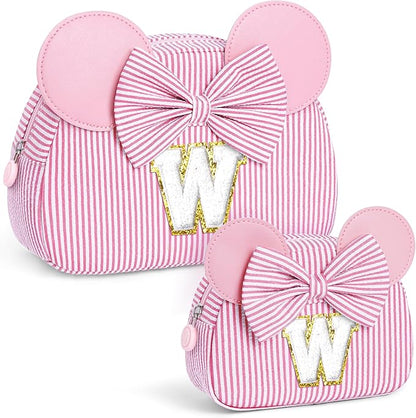 Initial Makeup Bag | Makeup Bags | Travel Cosmetic Bag | Birthday Gifts for Girls | Christmas Gifts for Kids | Birthday Gift for 4 5 6 7 8 9 10 11 12 13 Years Old Girl | Pink W