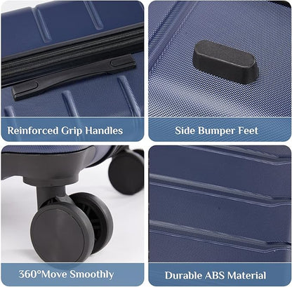 OLIXIS 21 Inch Carry-On Luggage, Hardside Suitcase with Spinner Wheels, Lightweight ABS Hard Shell Travel Luggage, TSA Approved Lock, Expandable Small Suitcase for Business & Travel–Blue