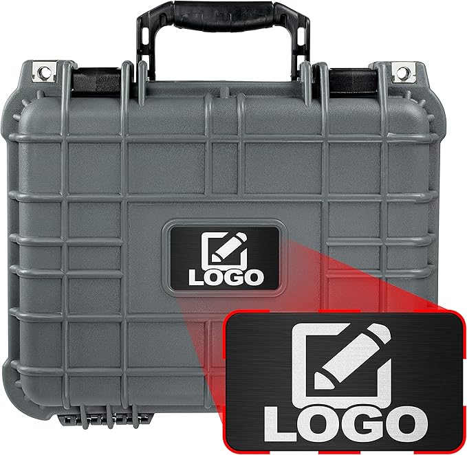 Eylar Protective Gear and Camera Hard Case with Custom Logo Plate, Waterproof & Shockproof w/Foam TSA Approved 13.37 Inch 11.62 Inch 6 Inch (Gray)