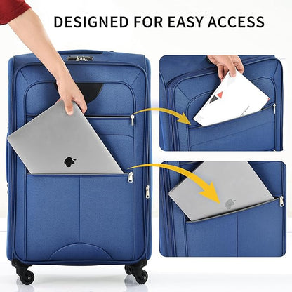 Merax Softside Luggage Set, Travel Suitcase Expandable Lightweight, 3 Piece Luggage Sets with Duffel Bag 22" 26" 30" Suitcase with TSA Lock Spinner Wheels,Navy Blue