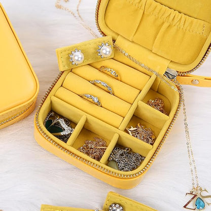 Angelina's Palace Personalized Jewelry Case with Name Engraved,Custom Leather Travel Jewelry Organizer Box for Rings,Earrings,Necklaces,Birthday Bridesmaid Gift For Women