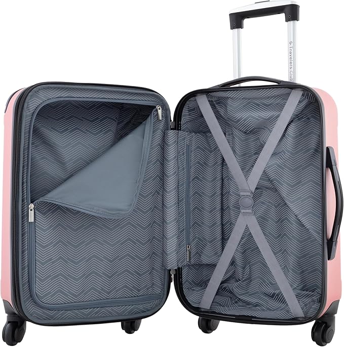 Travelers Club Chicago Hardside Expandable Spinner Luggage, Rose Gold, 20" Carry-On