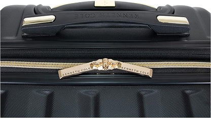 Kenneth Cole REACTION Madison Square Lightweight Hardside Chevron Expandable Spinner Luggage, Black, 2-Piece (20" Carry On + Backpack)
