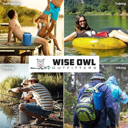 Wise Owl Outfitters Waterproof Dry Bag 3-Pack – Lightweight & Airtight 5L/10L/20L Small & Large Dry Bags for Kayaking, Beach, Travel, Boating, Hiking
