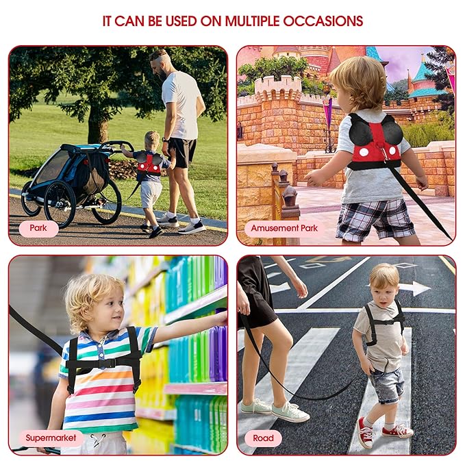 Backpack Leash for Toddlers 1–4 – Cute & Adjustable Toddler Safety Harness Leash for Baby Boys and Girls, Perfect for Disney Trips, Airports, Parks, Zoos & Crowded Places
