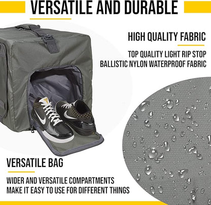 LEGEND 60L Foldable Duffle Bag for Travel - Packable Duffle Bags w/Shoe Compartment - Tear Resistant Collapsible Duffel Bags for Traveling - Lightweight Folding Duffel Bag for Men & Women -Army Green