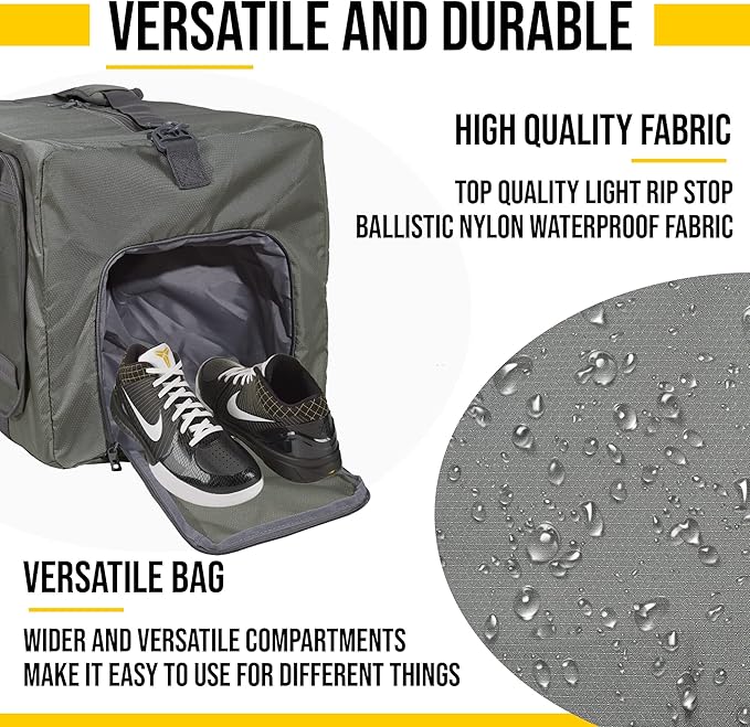 LEGEND 40L Foldable Duffle Bag for Travel - Packable Duffle Bags w/Shoe Compartment - Tear Resistant Collapsible Duffel Bags for Traveling - Lightweight Folding Duffel Bag for Men & Women -Army Green