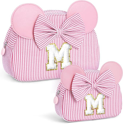 Initial Makeup Bag | Makeup Bags | Travel Cosmetic Bag | Birthday Gifts for Girls | Christmas Gifts for Kids | Birthday Gift for 4 5 6 7 8 9 10 11 12 13 Years Old Girl | Pink M