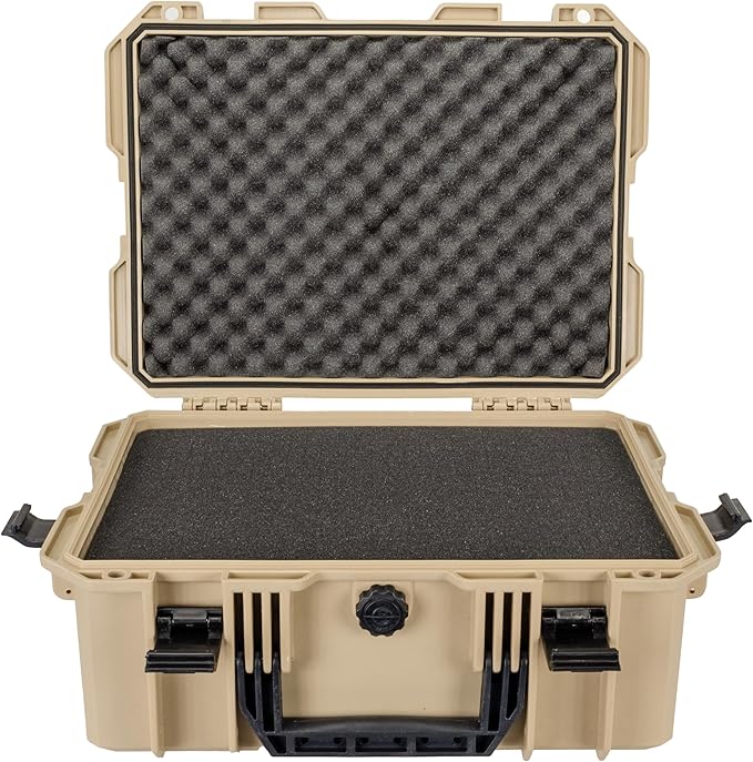 Eylar 18" Intact Series Hard Camera Case, Lightweight and Durable Stacker Design with Foam (Tan)