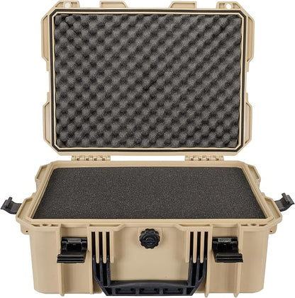 Eylar 18" Intact Series Hard Camera Case, Lightweight and Durable Stacker Design with Foam (Tan)
