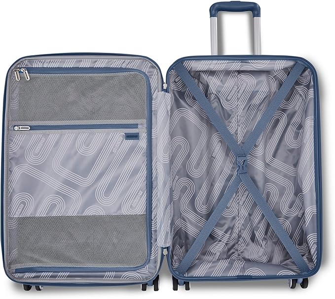 American Tourister Stratum 3.0 Large 28-Inch Spinner, Airline Approved, Durable Hardside Luggage, Expands 1.5", RightHeight™ Adjustable Handle, Elemental Blue