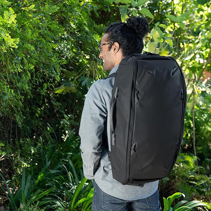 Peak Design Travel Duffelpack 45-65L, Black, Weatherproof Duffel Backpack, Expandable Design, Extra-Long Zip Path, Stowable Straps, Fits Packing Cubes and Camera Cubes, Versatile Duffel Bag for Travel