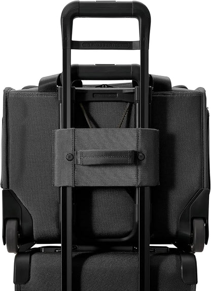 Briggs & Riley 2-Wheel Cabin Bag - Carry On Luggage for Travel, Suitcases with Wheels, Softside Rolling Bag for Men & Women, Interlocking Handle, Self-Repairing Zipper - Baseline Collection, Black