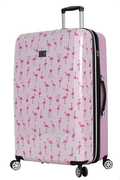 Betsey Johnson 30 Inch Checked Luggage Collection - Expandable Scratch Resistant (ABS + PC) Hardside Suitcase - Designer Lightweight Bag with 8-Rolling Spinner Wheels