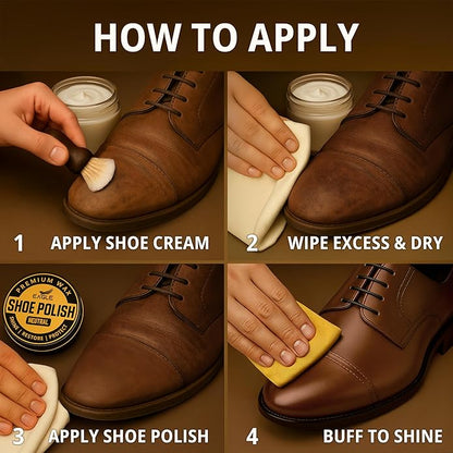 Eagle Shoe Shine Kit – 5-Piece Leather Shoe Polish & Cream Set with Brush & Cloths