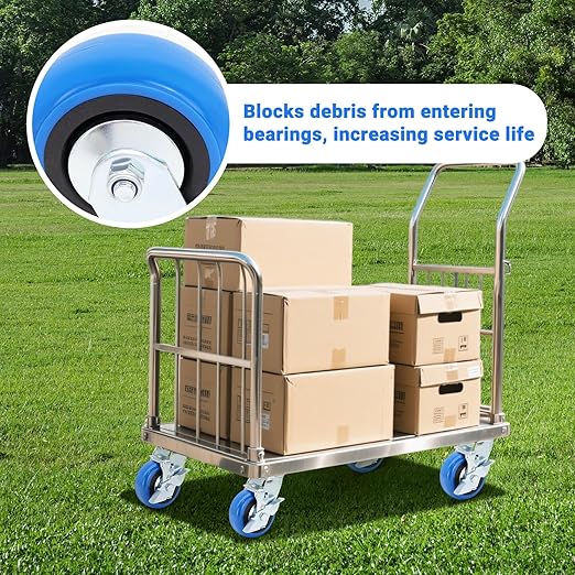 W B D WEIBIDA 5 Inch Heavy Duty Casters Set of 4, Smooth Rolling Caster Design for Cart Wheels, 3500 LBS Industrial Grade Castors with Upgraded Thickened Bracket, Durable Castors (4 Brake)