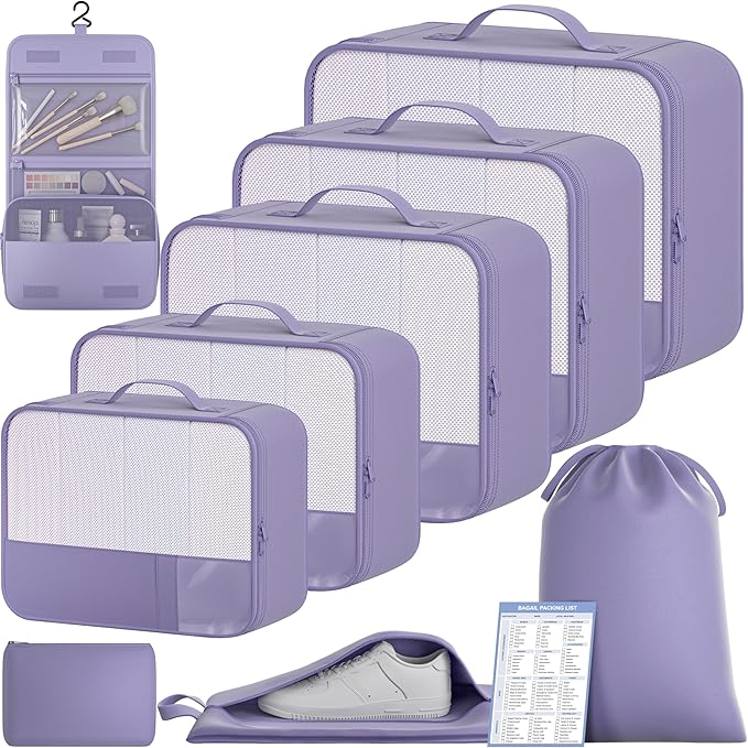 BAGAIL 9 Set Packing Cubes Luggage Packing Organizers for Travel Accessories