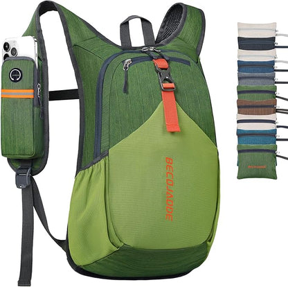 15L Small Hiking Backpack for Men Women Foldable Packable Back Pack Ultralight Hiking Daypack for Travel Camping Outdoor, Olive Green