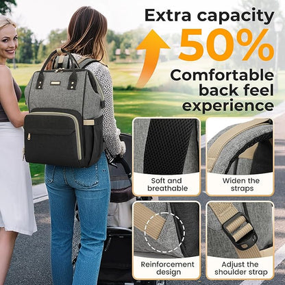 Vacuum Compression Diaper Bag, Expandable Waterproof Baby Travel Backpack with Insulated Pockets, Wet-Dry Separation, and Detachable Airtight Bag (Vacuum Pump Included)