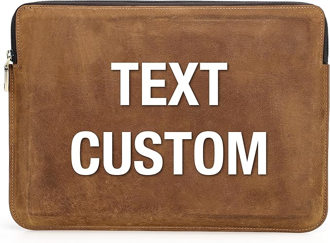 Top Grain Leather Text Customizable Laptop Sleeve Bag, Vintage Design with Multiple Pockets, Fully Handmade, Compatible with MacBook Pro/Air & iPad Pro/Air & Other PC & Accessories