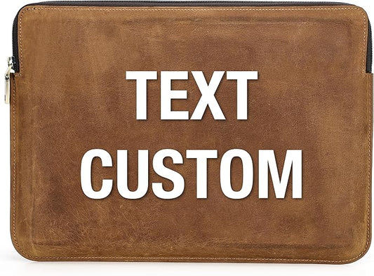 Top Grain Leather Text Customizable Laptop Sleeve Bag, Vintage Design with Multiple Pockets, Fully Handmade, Compatible with MacBook Pro/Air & iPad Pro/Air & Other PC & Accessories