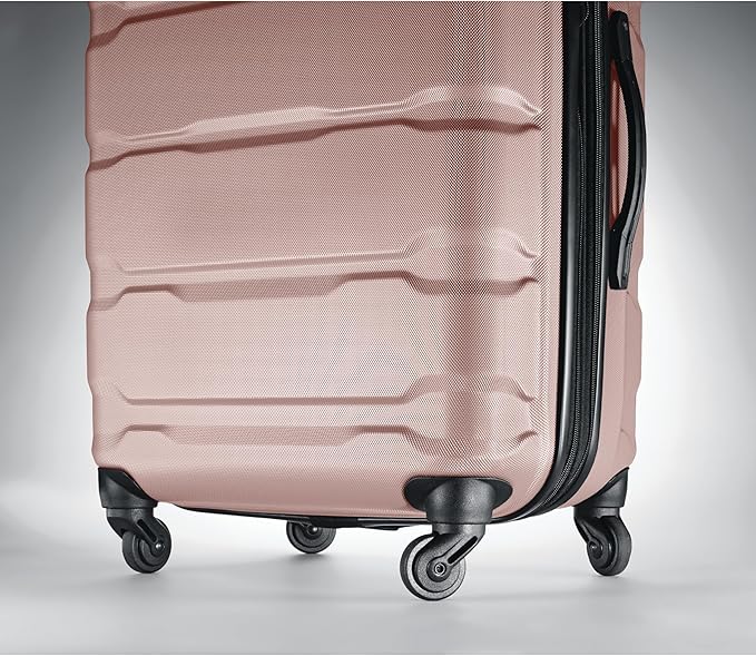 Samsonite Omni PC Hardside Expandable Luggage with Spinner Wheels, Checked-Large 28-Inch, Pink