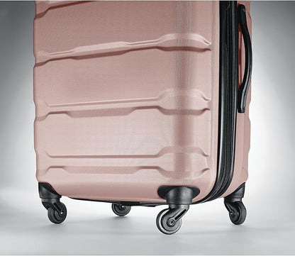 Samsonite Omni PC Hardside Expandable Luggage with Spinner Wheels, Checked-Large 28-Inch, Pink