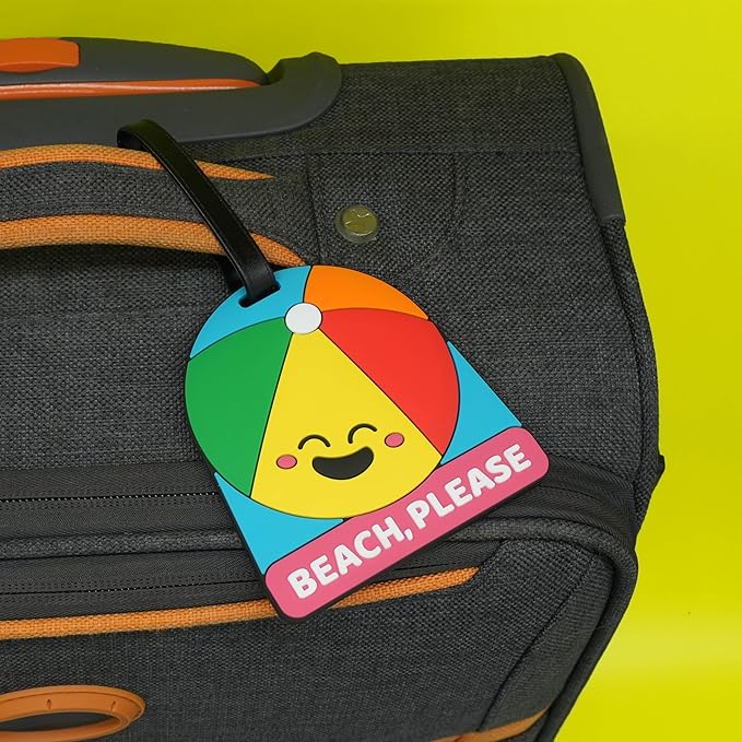 Funny Luggage Tag – Hilarious Travel ID Tag with Sarcastic Saying – Durable & Easy to Spot Suitcase Tag for Men, Women, Frequent Flyers, or Gag Gift for Travelers - Beach Please