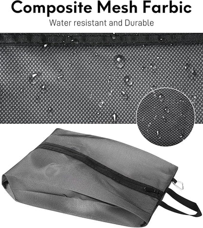 2 Pack Shoe Bags for Travel, Sneaker Bags, Waterproof Travel Shoe Bags with Zipper for Packing, Golf Shoe Dust Bags for Man and Women, Medium, Black