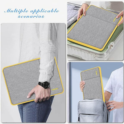 Slim Laptop Case 13.3 14 inch Sleeve, Rainproof & Shockproof Carrying Case for Notebooks Compatible with MacBook Pro 14" and All Models 13.3" MacBook Air/Pro, Most Popular 13"-14" PC,Gray-Yellow